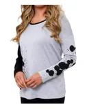 Angel Splatter Color Block Crew Neck Sweater In Frost Combo