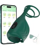 Double Ring APP Trainer, Glans Vibrator Penis Exerciser, Delay Lock Cum Ring Sex Toys