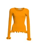 MILLY Women's Tangerine Wired Edge Ribbed Knit Pullover Sweater