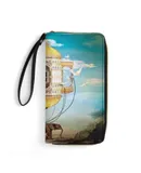 Imaginary Traveler Wallet for Womens PU Leather Zip Around Wallers Clutch Wristlet Travel Long Purse