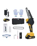 Mini Chainsaw Cordless 6 Inch Portable Electric Chainsaw Brushless Handheld Chain Saw with 2 Batteries for Cutting Wood Trimming Tree Branches Courtyard Household and Garden