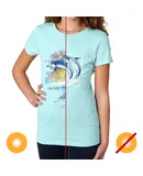 Junior Crew Tee - Watercolor Dolphins-Ice Blue by DelSol for Women - 1 Pc T-Shirt (Small)