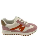 Mars Sky Women's Color Contrast Leather Sneakers In Pink/orange