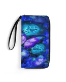 Cosmic Butterfly Purple Wallet for Womens PU Leather Zip Around Wallers Clutch Wristlet Travel Long Purse