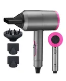 Professional Ionic Hair Dryer, Powerful and Fast Drying Low Noise Hair Dryer with 2 Poly Nozzles and 1 Diffuser Attachment for Home Salon and Travel