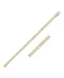 14k Yellow Gold White Pave High Polish Modern Lite Miami Cuban Bracelet (6.5mm)