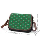 Christmas Pattern Snowflakes Red Green Christmas Vintage Crossbody Bag for Women Medium Leather Hobo Bags Shoulder Bag Classic City Leather Satchels