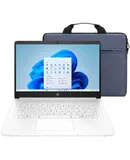 HP 14-Inch Laptop with Intel Celeron N4500 Processor, 4GB RAM, 64GB eMMC Storage, Windows 11 Home in S Mode – Snowflake White + Splash Proof Wear Resistant Polyester Fiber Computer Briefcase Laptop Bags for 15.6