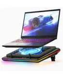 llano RGB Laptop Cooling Pad, Gaming Laptop Cooler with Powerful Turbofan, Fast Cooling Laptop 15.6-21in, Adjustable Speed, Touch Control, LCD Screen,V12-Black