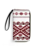 Bohemian Style Embroidery Wallet for Womens PU Leather Zip Around Wallers Clutch Wristlet Travel Long Purse