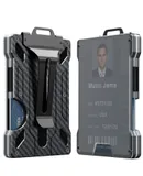 Wallet For Men - Slim Aluminum Metal Money Clip with 1 Clear window ID Badge Holder, RFID Blocking, Holds up 15 Cards with Cash Clip. Ultra-Thin Minimalist Wallet