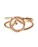 Fendi F is Fendi Circle Logo Crystal Ring Rose Gold Metal Size Medium