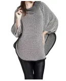 Angel Cowl Neck Tweed Poncho In Black/white