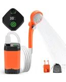 Portable Shower for Camping, Outdoor Electric Shower Rechargeable Pump with Intelligent Digital Display, Camping Shower Head Nozzle for Camping, Hiking, Traveling, Washing,orange