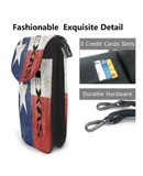 Texas Symbol Pu Leather Crossbody Phone Bag Card Slots Flip Phone Purse With Adjustable Strap 7.6x4.9inch
