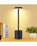 Lámpara de mesa sin cable, lámpara de escritorio portátil, 3 colores regulable para restaurante, camping, dormitorio, comedor, exterior negro