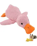 The Mellow Dog Calming Duck, Stuffed Duck Dog Toy, Cute No Stuffing Duck with Soft Squeaker, Dog Stuffed Animals Chew Toy, Durable Squeaky Dog Toys for Indoor Puppy (Pink)