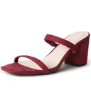J. Adams Stormi Heeled Sandals Women Dressy Summer Flat Mules- Square Toe Double Band Low Block Heel Sandals