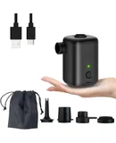 Electric Air Pump-Portable Air Pump with 2000mAh Battery USB Rechargeable to Inflate Deflate for Swimming Ring,Pool Floats，Air Bed，Storage Bag Pumping - Non-Vacuum Effect-Black