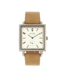 Simplify The 5000 Leather-Band Watch - Khaki/White