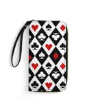 Gambling Casino Cards Wallet for Womens PU Leather Zip Around Wallers Clutch Wristlet Travel Long Purse
