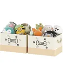 2 Pack Dog Toy Storage Basket Bin Collapsible, Fabric Basket with Handle Organizer for Dog and Cat Toys, Dog Coats, Clothing, Leashes, Chew Toys, Bin, Foldable Box
