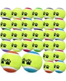 30 Pcs Dog Tennis Balls Pet Tennis Ball Dog Balls Puppy Balls for Training Mini Tennis Ball Dog Rubber Tennis Ball Toys for Small Medium Large Dogs Outdoor Indoor Playing Multi Color