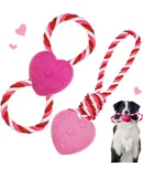 Valentine's Day Dog Toys, 2 Pack Dog Rope Toys for Tug of War, Dog Chew Toys for Teeth Cleaning, Valentine's Day Dog Gifts for Small and Medium Dogs