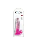 King Cock Clear with Balls 7in Pink