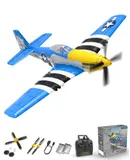 VOLANTEXRC RC Plane 4 Channel P51D Mustang Remote Control Airplane Fighter RTF with 6-Axis Gyro, 3 Modes Easy to Fly, 2.4GHz Radio Controlled Aircraft for Beginners, Boys & Adults (Blue)