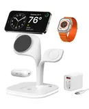 Magnetic Wireless Charging Station,5 in 1 MagSafe Charger Stand for iPhone 16/15/14/13/12/Pro/Pro Max/Mini, for Apple Watch Ultra 9/8/7/6/ SE/5/4/3/2 and Airpods 3/2/Pro/Pro 2(White)