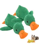 The Mellow Dog Calming Duck, Stuffed Duck Dog Toy, Cute No Stuffing Duck with Soft Squeaker, Dog Stuffed Animals Chew Toy, Durable Squeaky Dog Toys for Indoor Puppy (2PCS Green)