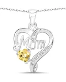 0.49 Ct Genuine Citrine And White Topaz .925 Sterling Silver Pendant