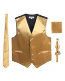 Gioberti Men's Formal 4pc Satin Vest Necktie Bowtie and Pocket Square