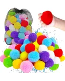 Reusable Water Balls, Reusable Water Balloons for Outdoor Toys and Games, Water Toys for Kids and Adults Boys and Girls - Purple white red sky blue green pink orange yellow 8 colors 60 mesh bags