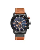 CURREN Men Leather Strap Military Watches Men's Chronograph Waterproof Sport Wrist