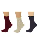 Diamond Pattern Quarter Combed Cotton Socks for Women