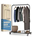 Metal Clothes Rack - Pack of 2 Versatile, Ample Storage Space, Simple Assembly, Hanging Garment and Clothes Rolling Rack with Wheels - Black