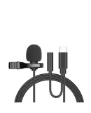 Portable 1.5m Mini Microphone Condenser Clip-on Lapel Mic Wired USB 3.5mm Type-C Microfon