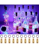 10Pack Luces para Botellas de Vino Luces Decorativas - 2M 20Led Impermeable Luces de Corcho Luces Led de Pilas, Fairy Lights para Bodas, Fiestas, VíSpera de Todos Los Santos, Navidad y Varias Otras Ocasiones DecoracióN（Colorido)