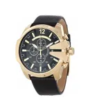 Reloj Diesel Hombre | Coleccion Mega Chief | Modelo Dz4344 | Caja Redonda | Ø 59mm Acero inoxidable | Cierre Hebilla | Movimiento Cuarzo | Dial Negro | Cristal Mineral | Correa Cuero Negro | 100m / 10 ATM | Línea Lujo