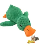 The Mellow Dog Calming Duck, Stuffed Duck Dog Toy, Cute No Stuffing Duck with Soft Squeaker, Dog Stuffed Animals Chew Toy, Durable Squeaky Dog Toys for Indoor Puppy (Green)