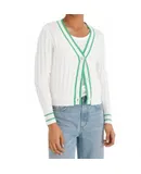 J. Society Cable Varsity Cardigan In White/clover