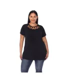 Plus Size Crisscross Cutout Short Sleeve Top