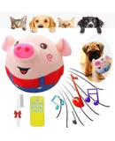 Puptex Bouncing Piggy Dog Toy, Bouncing Piggy Interactive Dog Toy, Active Moving Pet Plush Toy Pig, Pig Plush Sound Electronic Dog Toy, Rechargeable Pet Bouncing Squeaky Dog Toys (E,Remote control)