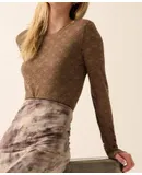 Promesa Lace Woven Bodysuit In Brown