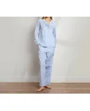 The Sleep Code Swiss Dot Cotton Long Pj Set In Light Blue