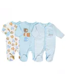 The Baby Sleepers for Girls Set of 3 - Soft Cotton Footed Pajamas for Newborns & Infants - Blue Animals