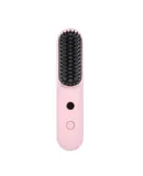 Mini Portable Travel Cordless Negative Ionic Hair Straightener Brush Hot Comb for Women Hair Iron Straightener Hair Straightener and Curler 2 in 1,  Pink