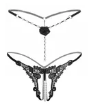 2Piece Sexy Panties, Pendant Pearl G String, Y- Back G -String - M - Black